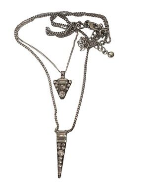 NEW Rhinestone Double Strand Silver Necklace